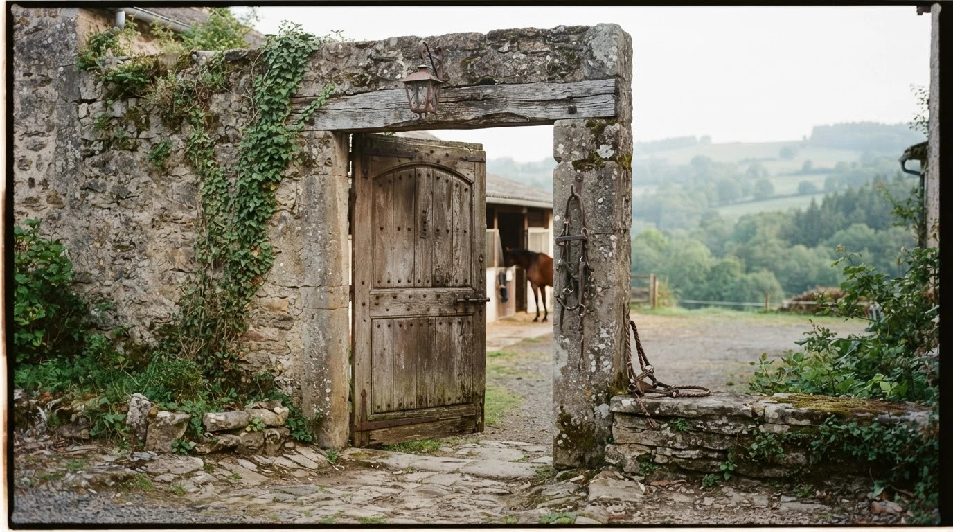 Entrée du Écuries de Mélandrie, centre équestre à Clerlande